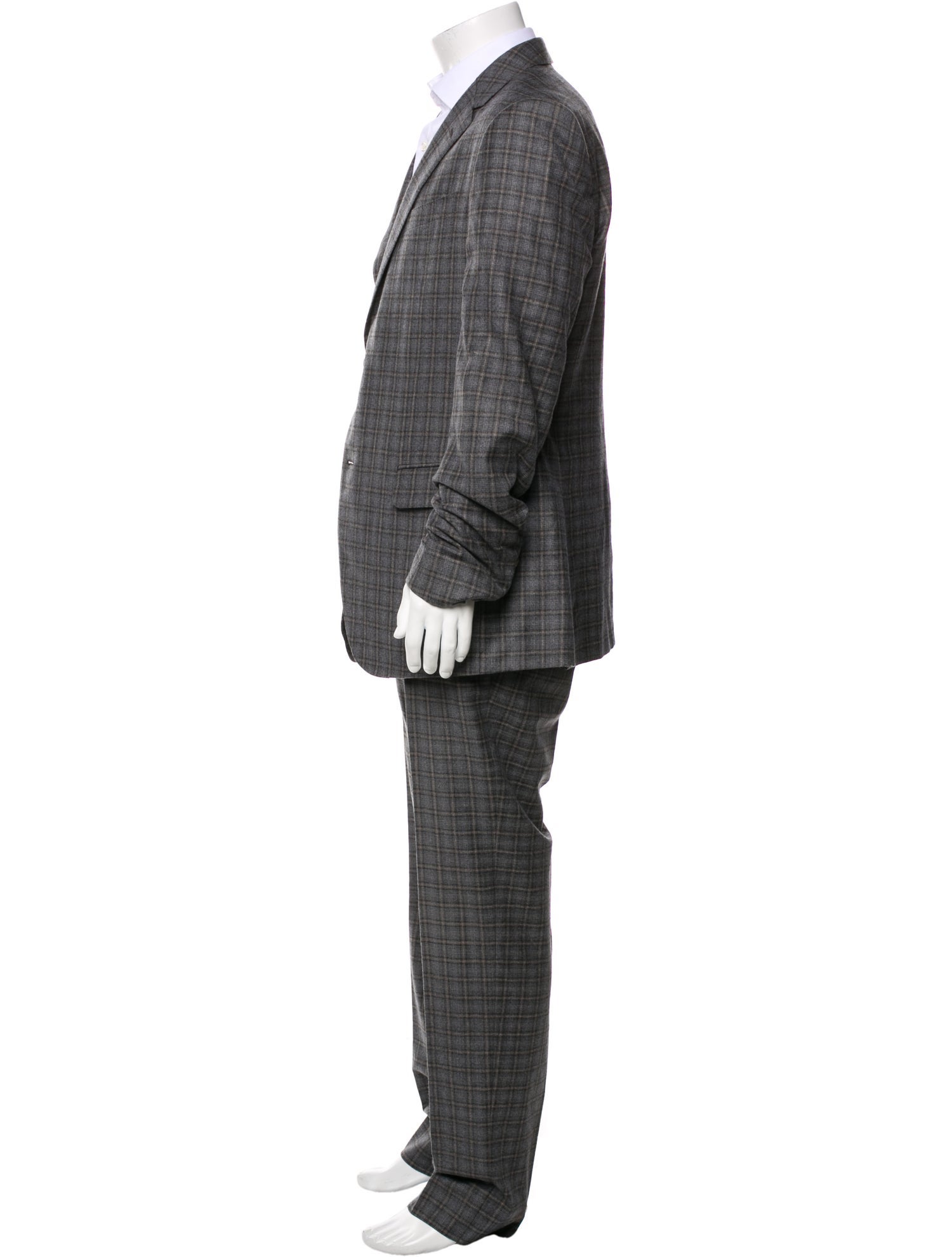 Gucci Wool Plaid Print Two-Piece Suit