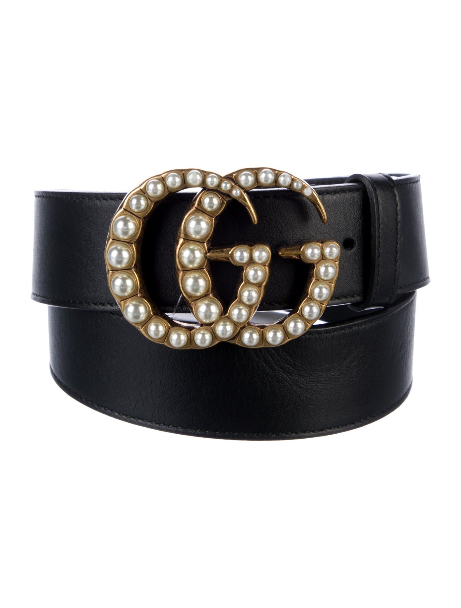 Gucci Gucci Faux Pearl Accents Leather Belt Leather Belt