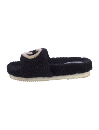 Gucci Interlocking G Logo Shearling Slides
