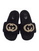 Gucci Interlocking G Logo Shearling Slides
