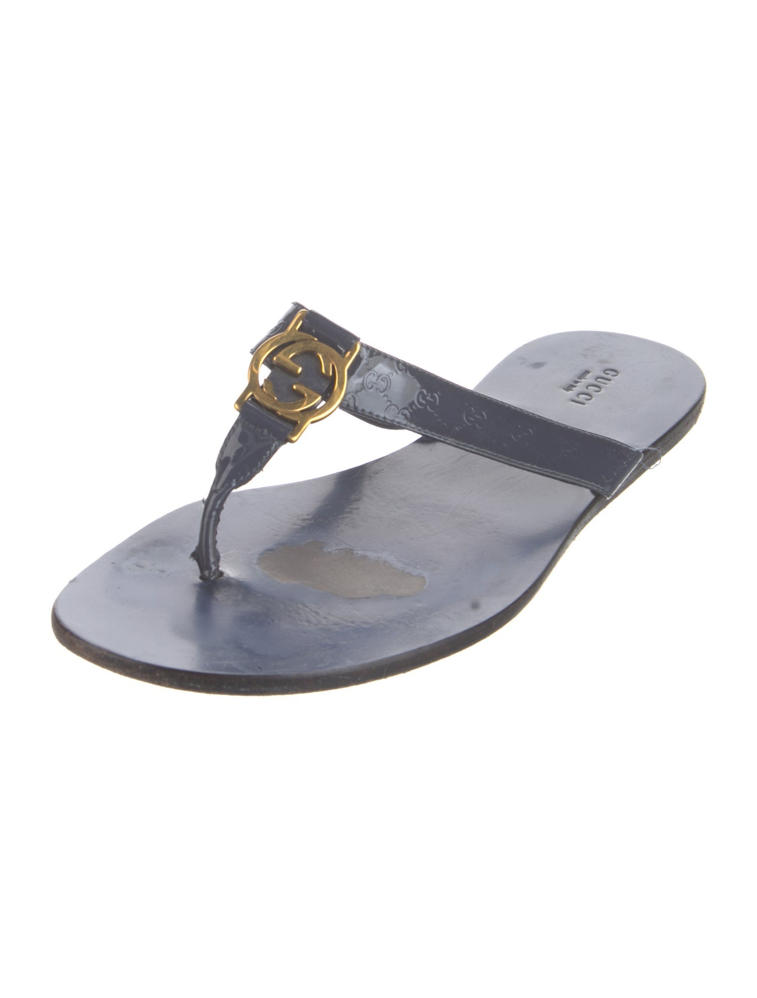 Gucci Interlocking G Logo Leather Slides