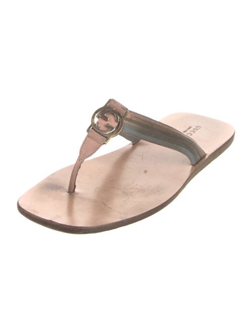 Gucci Double G Logo Leather Flip Flops