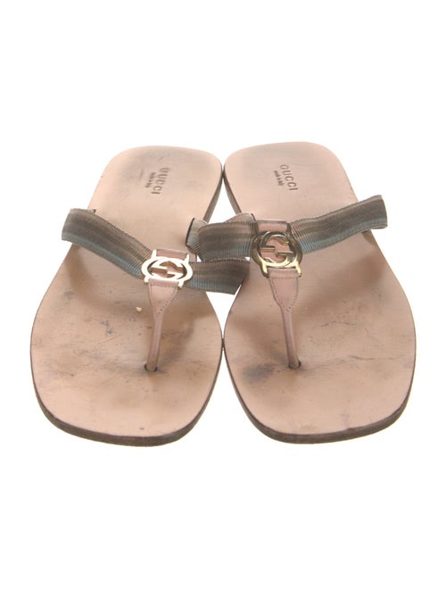 Gucci Double G Logo Leather Flip Flops