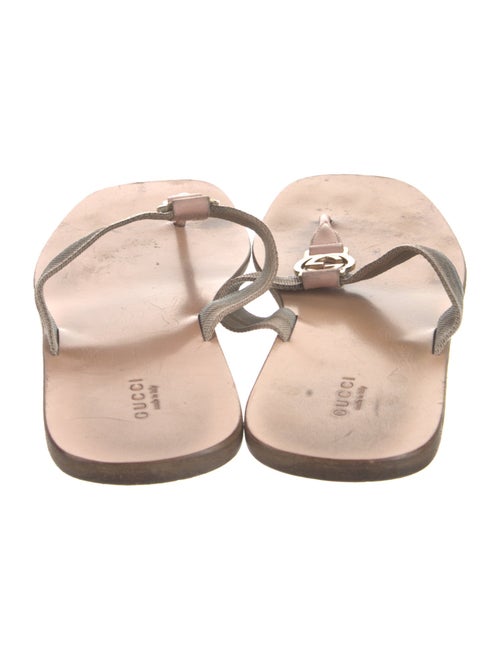 Gucci Double G Logo Leather Flip Flops