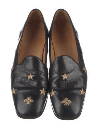 Gucci Bee Accent Leather Loafers