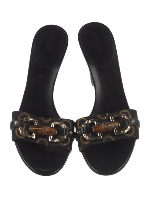 Gucci Horsebit Accent Canvas Slides