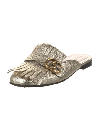 Gucci Leather Fringe Trim Accent Mules