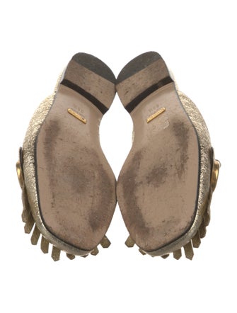 Gucci Leather Fringe Trim Accent Mules