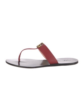 Gucci Double G Logo Leather Flip Flops