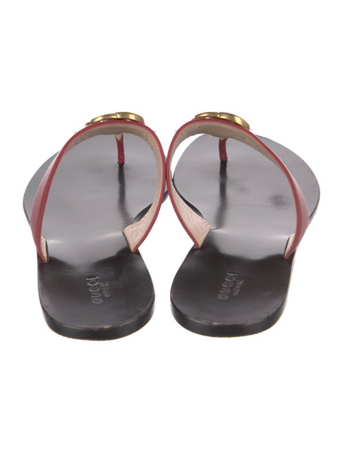 Gucci Double G Logo Leather Flip Flops