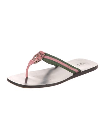 Gucci Interlocking G Logo Canvas Flip Flops