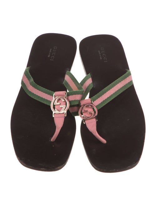 Gucci Interlocking G Logo Canvas Flip Flops