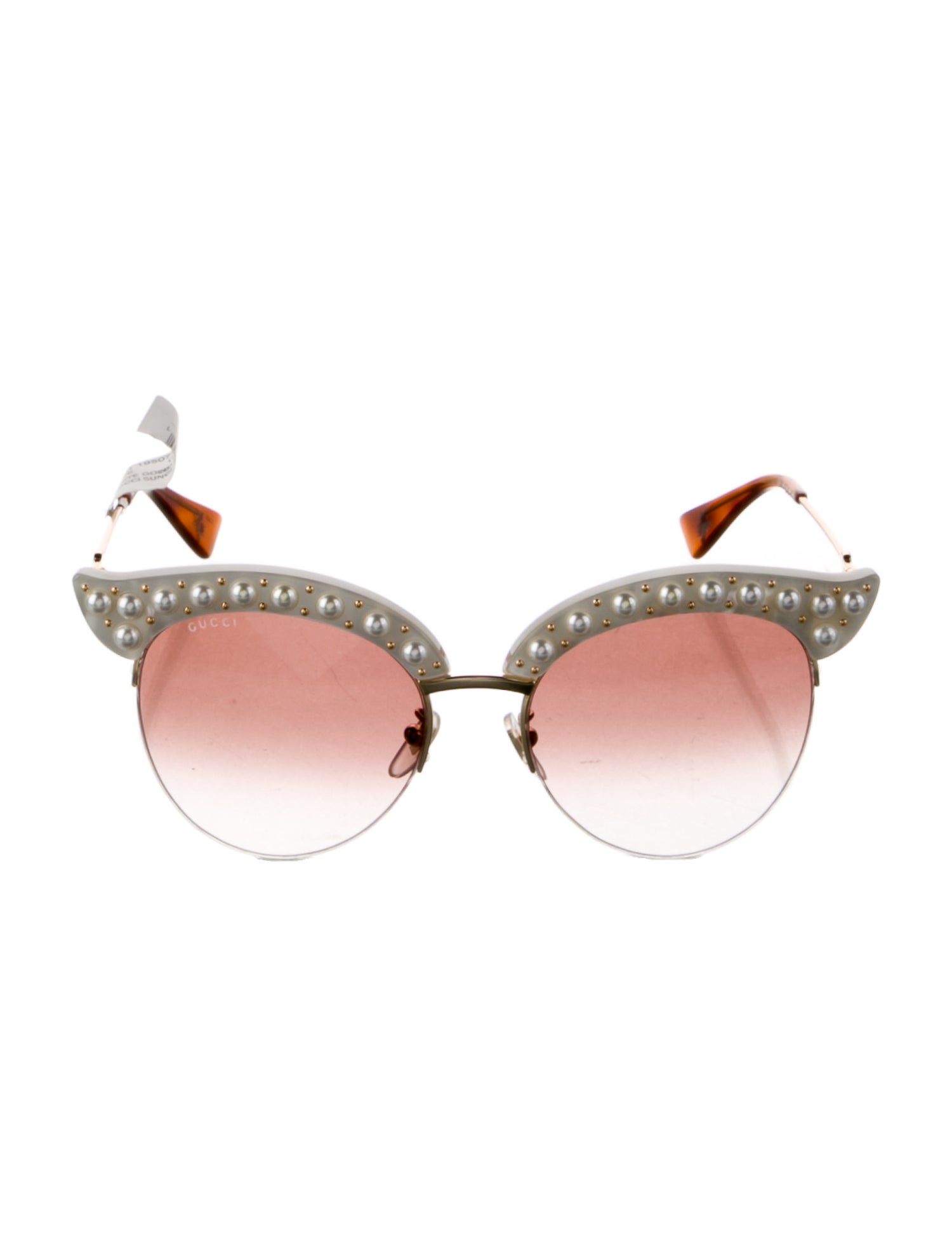 Gucci Faux Pearl Accents Cat-Eye Sunglasses