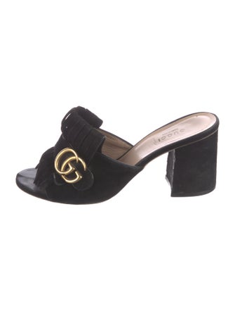 Gucci Double G Logo Suede Mules