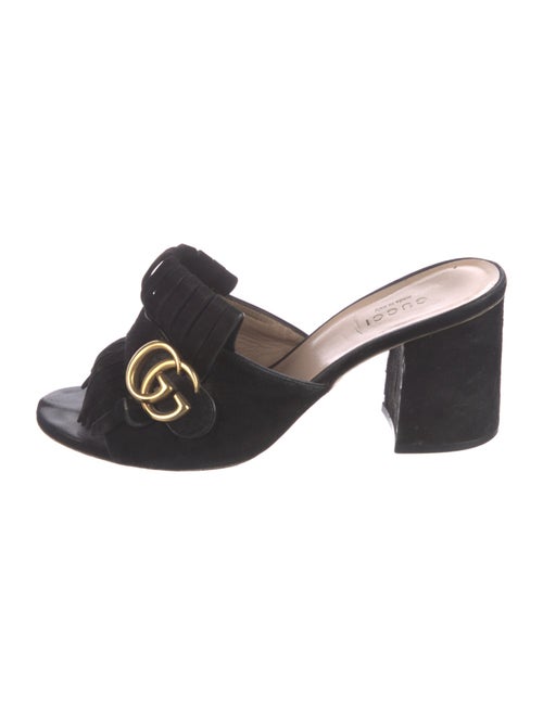 Gucci Double G Logo Suede Mules