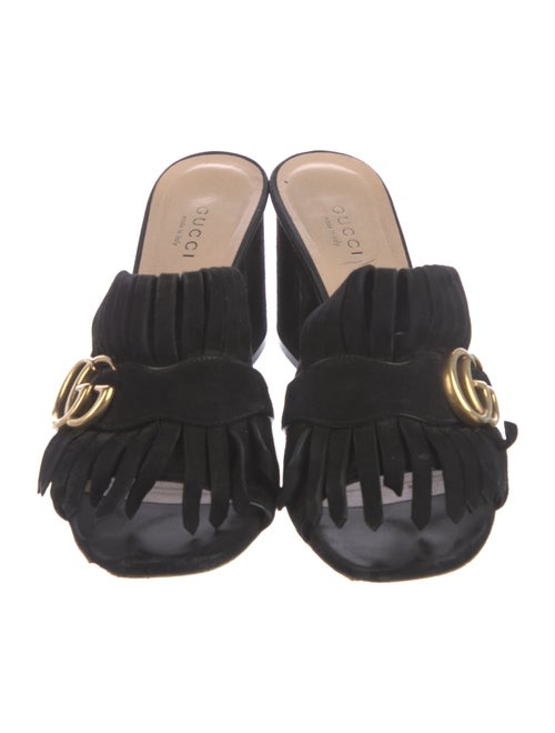 Gucci Double G Logo Suede Mules
