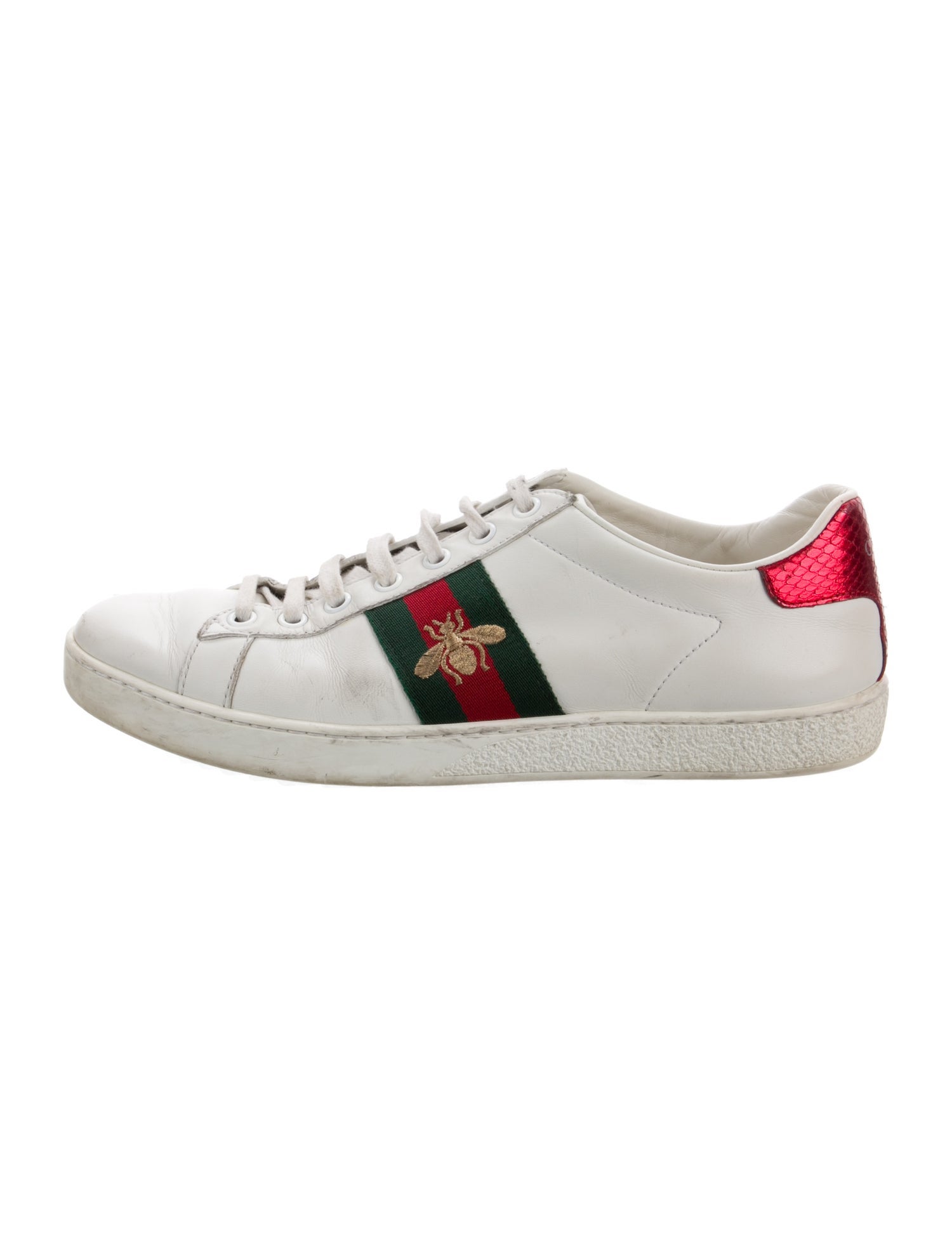 Gucci Leather Embroidered Accent Sneakers