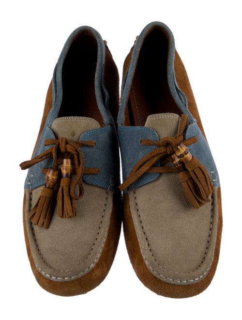 Gucci Suede Colorblock Pattern Moccasins