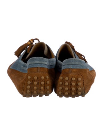 Gucci Suede Colorblock Pattern Moccasins