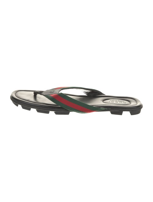 Gucci Web Accent Leather Flip Flops