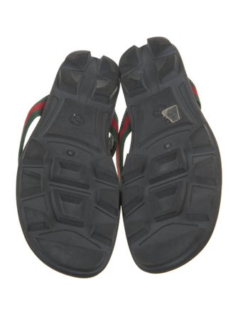 Gucci Web Accent Leather Flip Flops