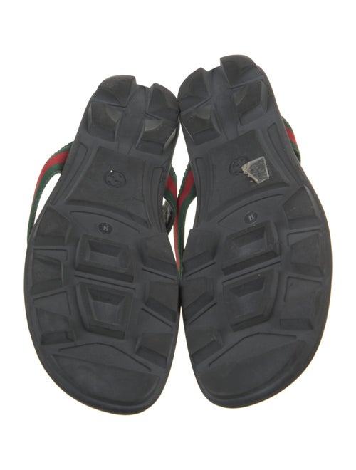 Gucci Web Accent Leather Flip Flops