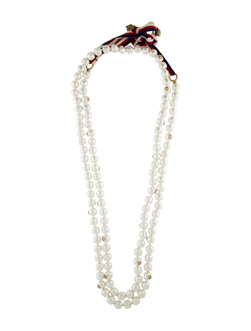 Gucci Faux Pearl Bead Strand Necklace
