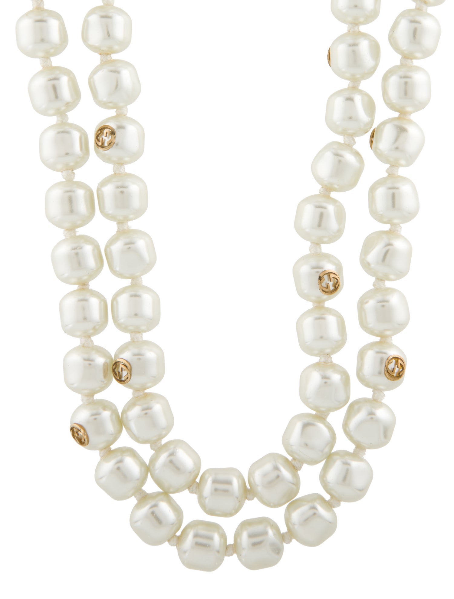 Gucci Faux Pearl Bead Strand Necklace