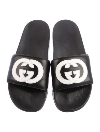 Gucci Interlocking G Logo Leather Slides