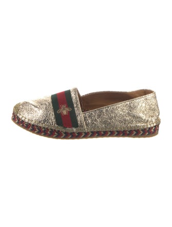 Gucci Web Accent Leather Espadrilles