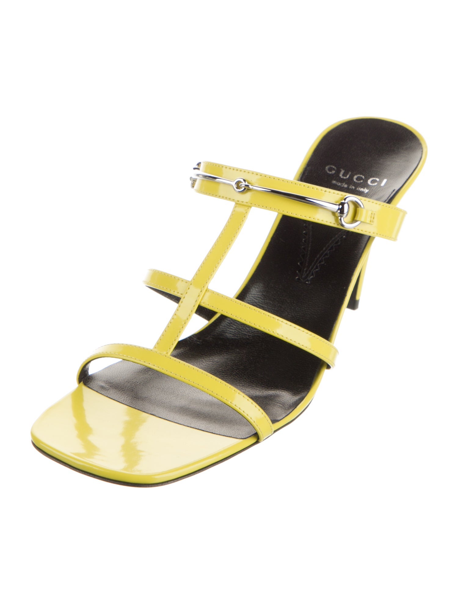 Gucci Horsebit Accent Patent Leather Slides