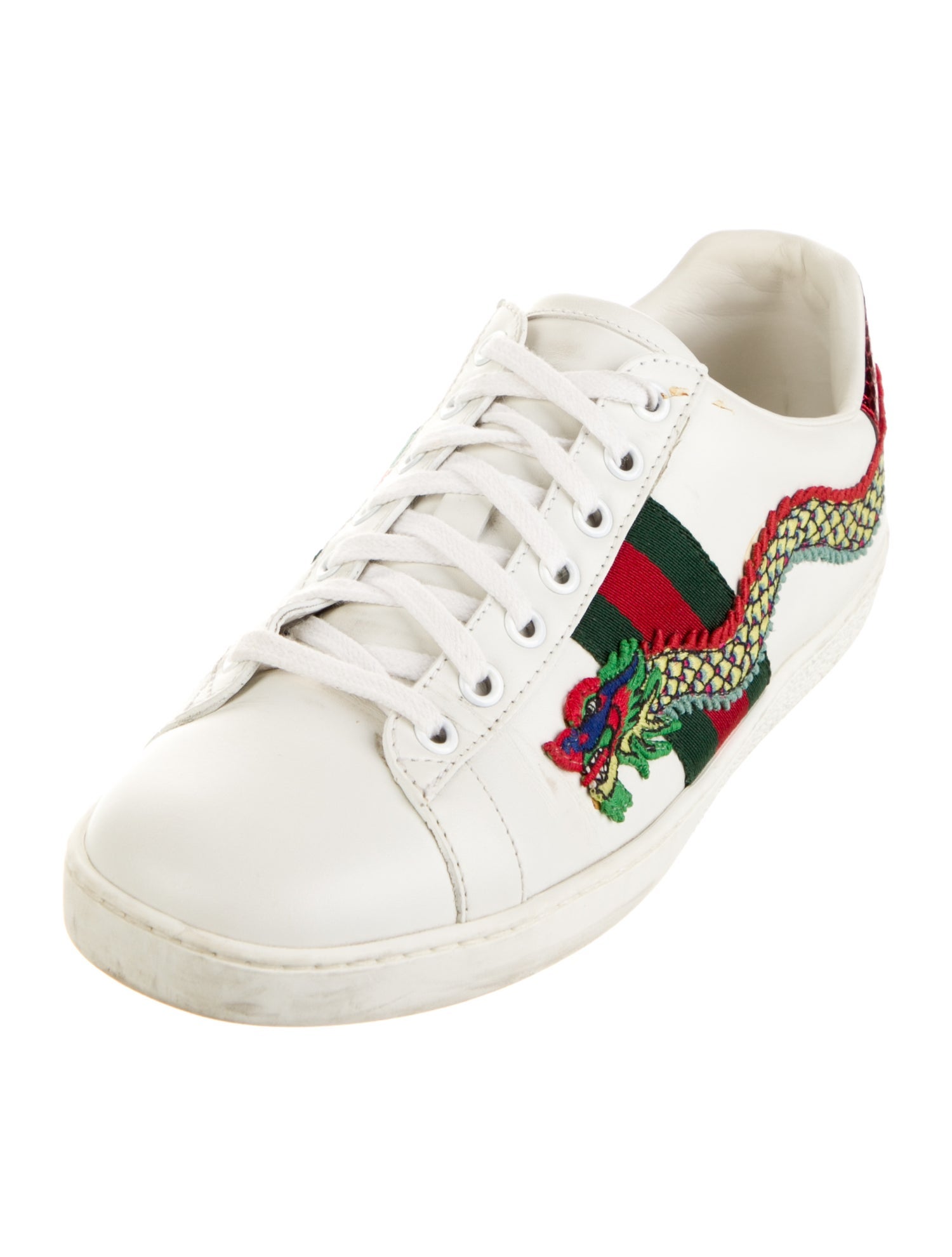 Gucci Web Accent Leather Sneakers