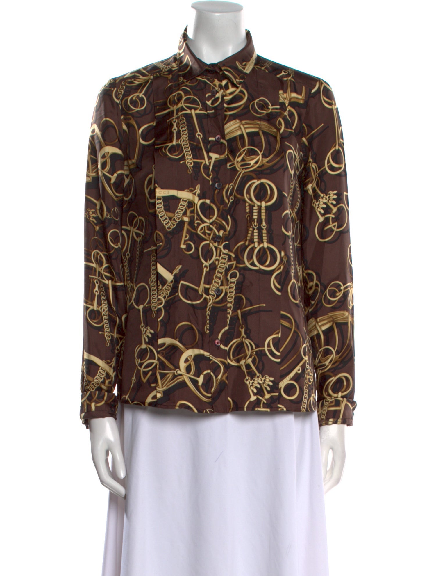 Gucci Silk Printed Button-Up Top