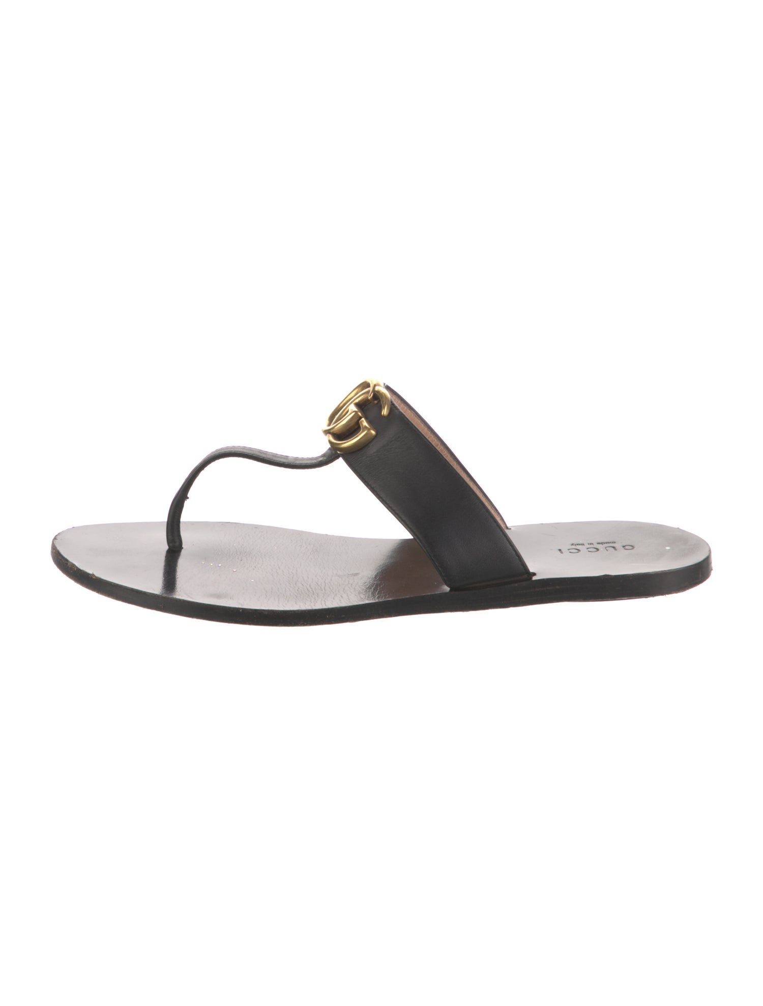 Gucci Double G Logo Leather Flip Flops