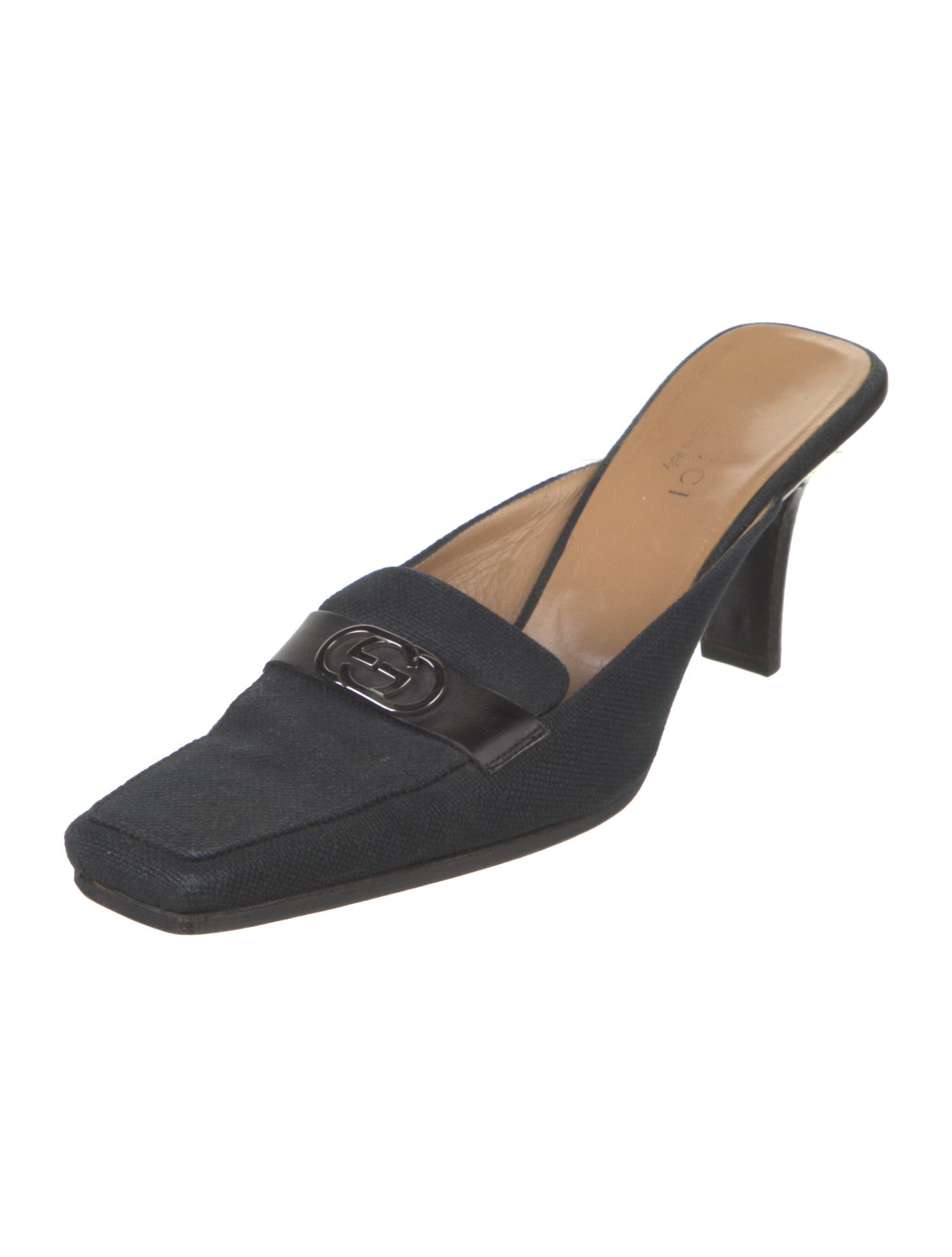 Gucci Interlocking G Logo Canvas Mules