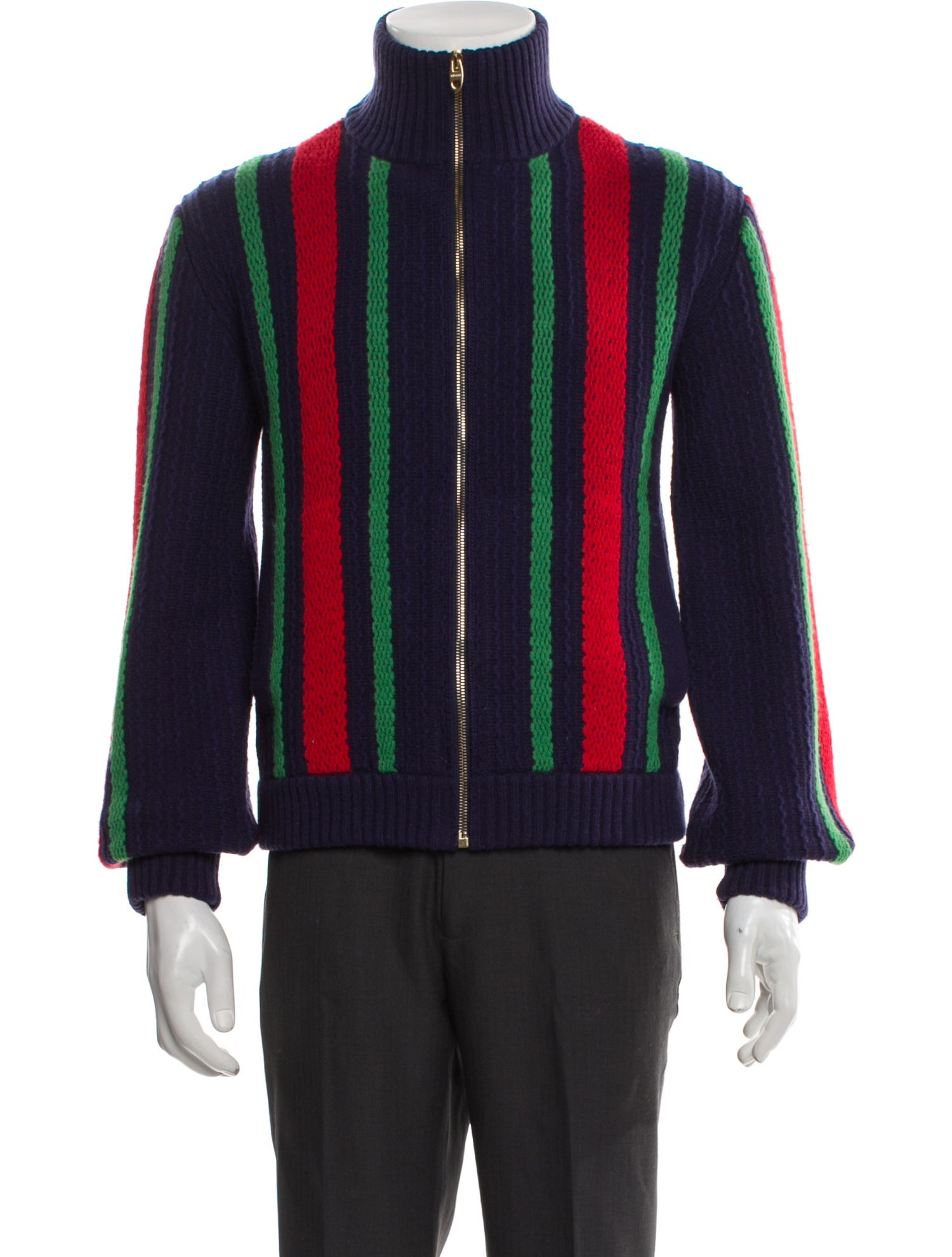 Gucci 2023 Striped Fine Wool Baseball Jacket Jacket