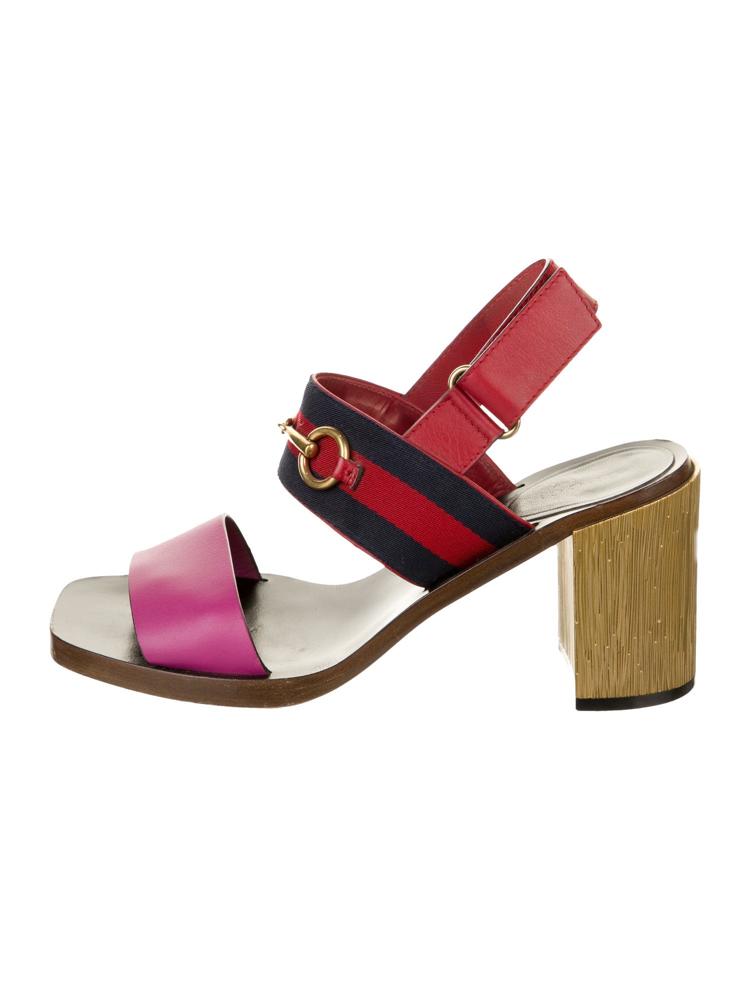 Gucci Horsebit Accent Leather Slingback Sandals