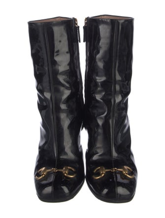 Gucci Horsebit Accent Patent Leather Boots