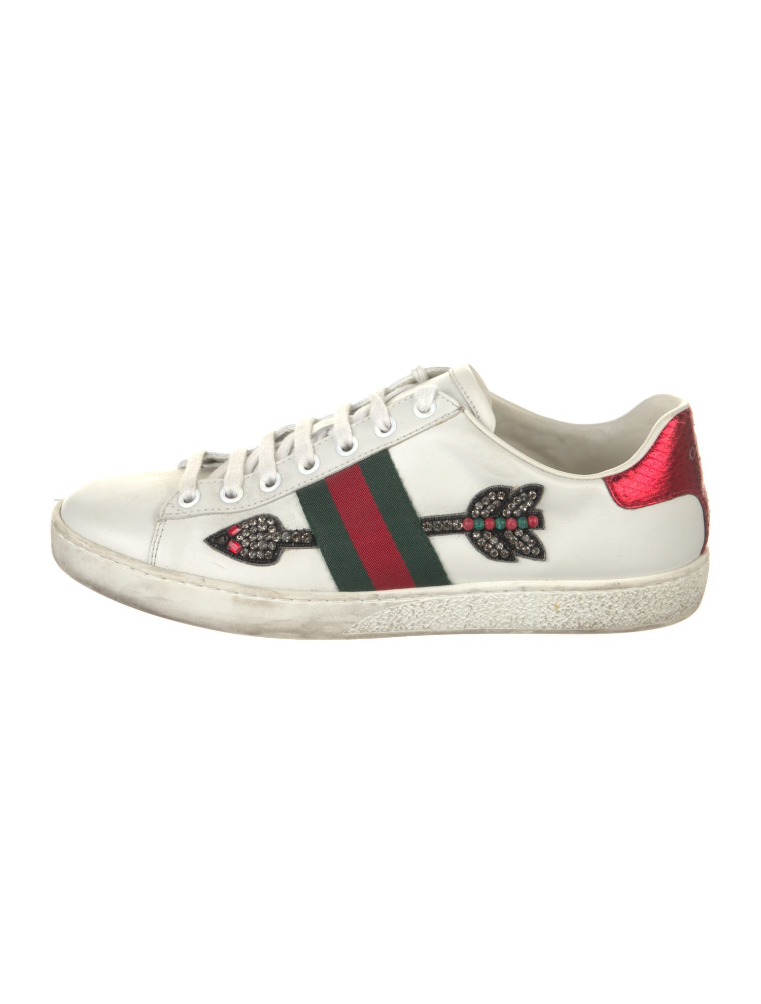 Gucci Web Accent Leather Sneakers