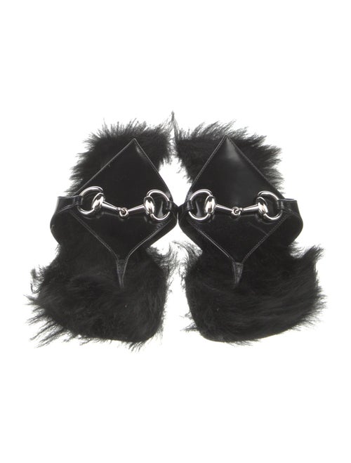 Gucci Horsebit Accent Faux Fur Slides