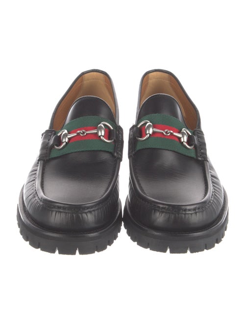 Gucci Web Accent Leather Loafers