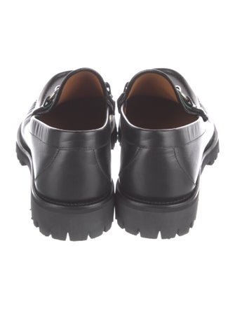 Gucci Web Accent Leather Loafers