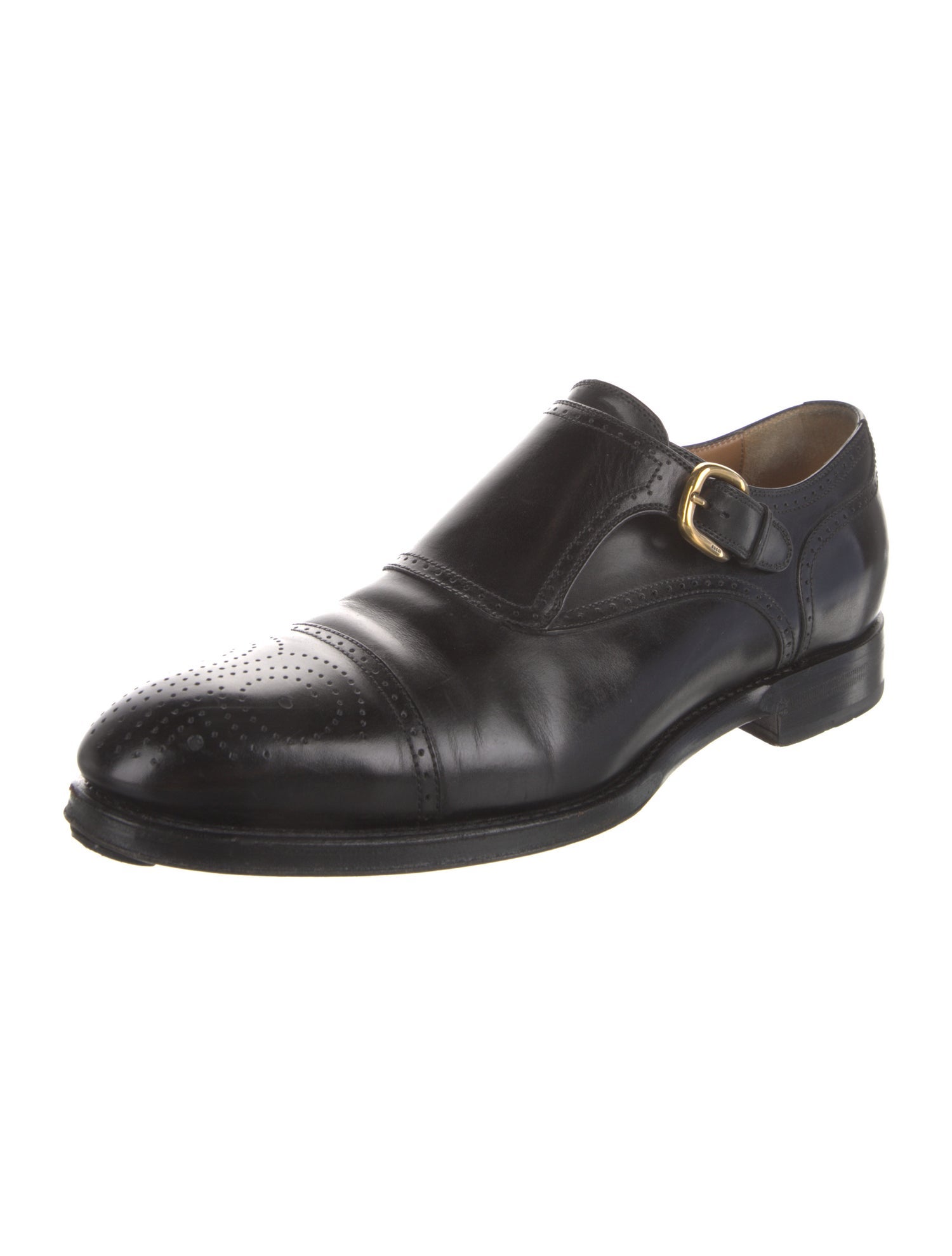 Gucci Interlocking G Logo Leather Monk Straps