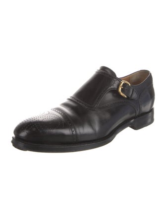 Gucci Interlocking G Logo Leather Monk Straps