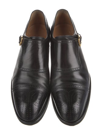Gucci Interlocking G Logo Leather Monk Straps