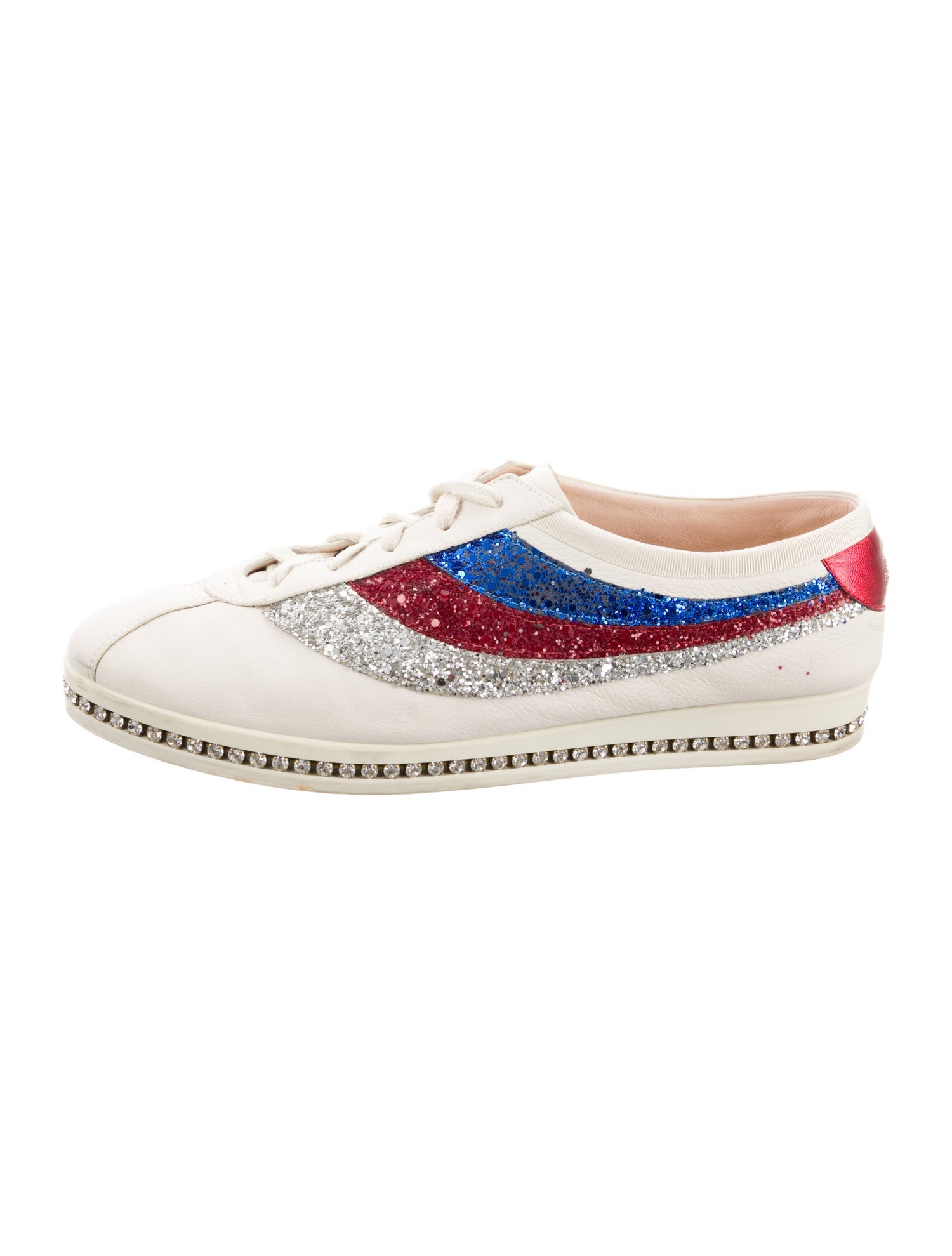 Gucci Sylvie Web Accent Leather Espadrille Sneakers
