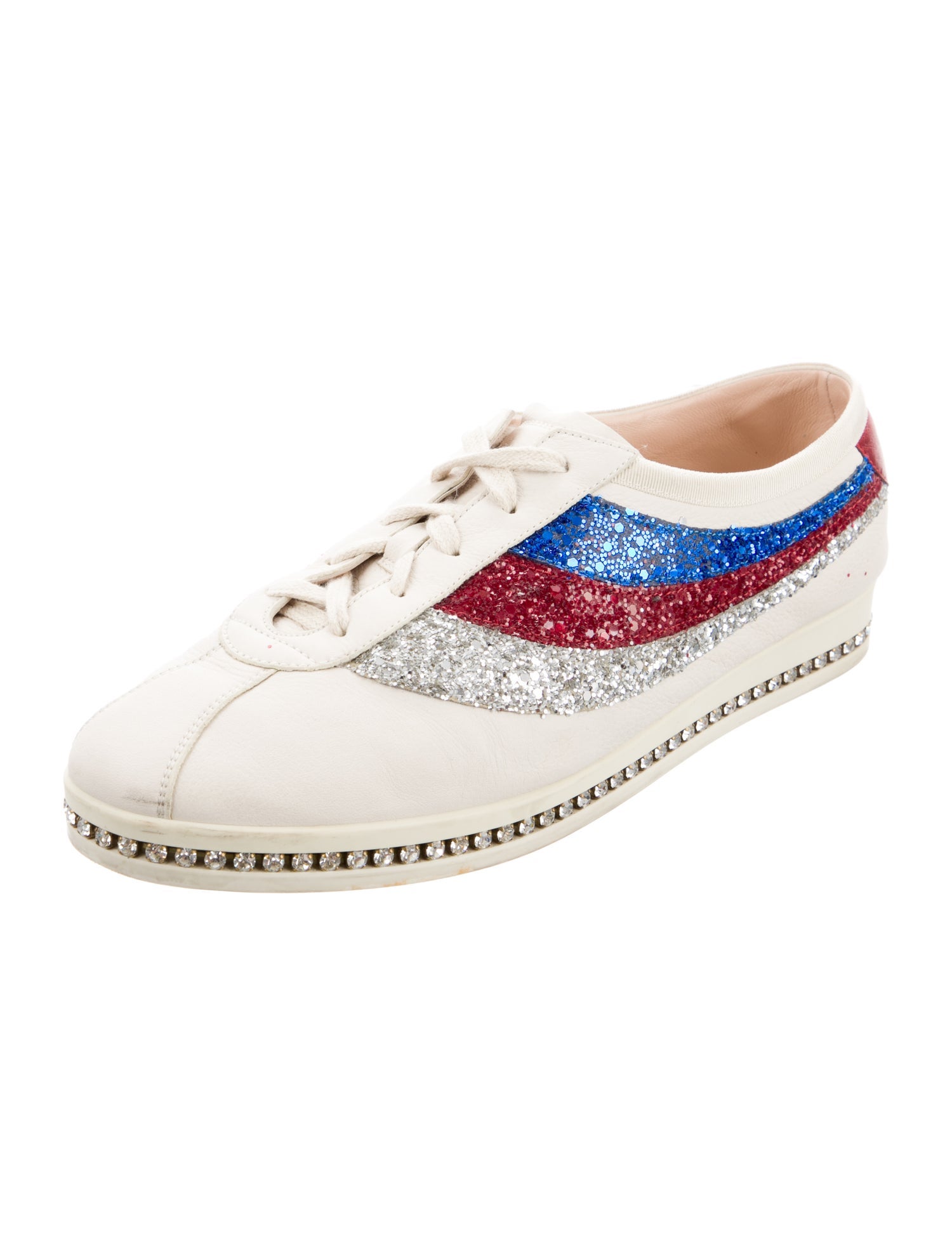Gucci Sylvie Web Accent Leather Espadrille Sneakers