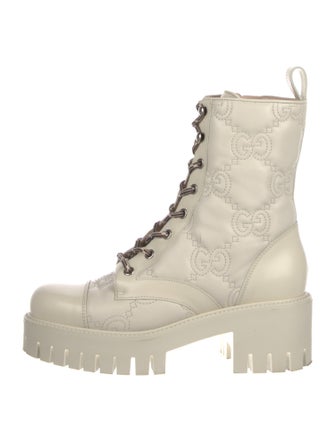 Gucci GG Signature Leather Combat Boots