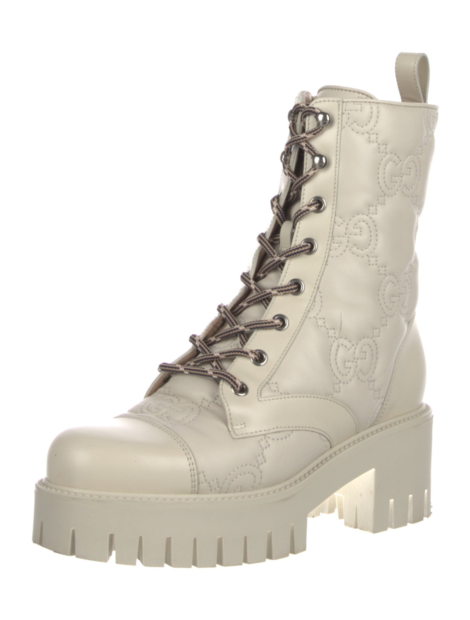 Gucci GG Signature Leather Combat Boots