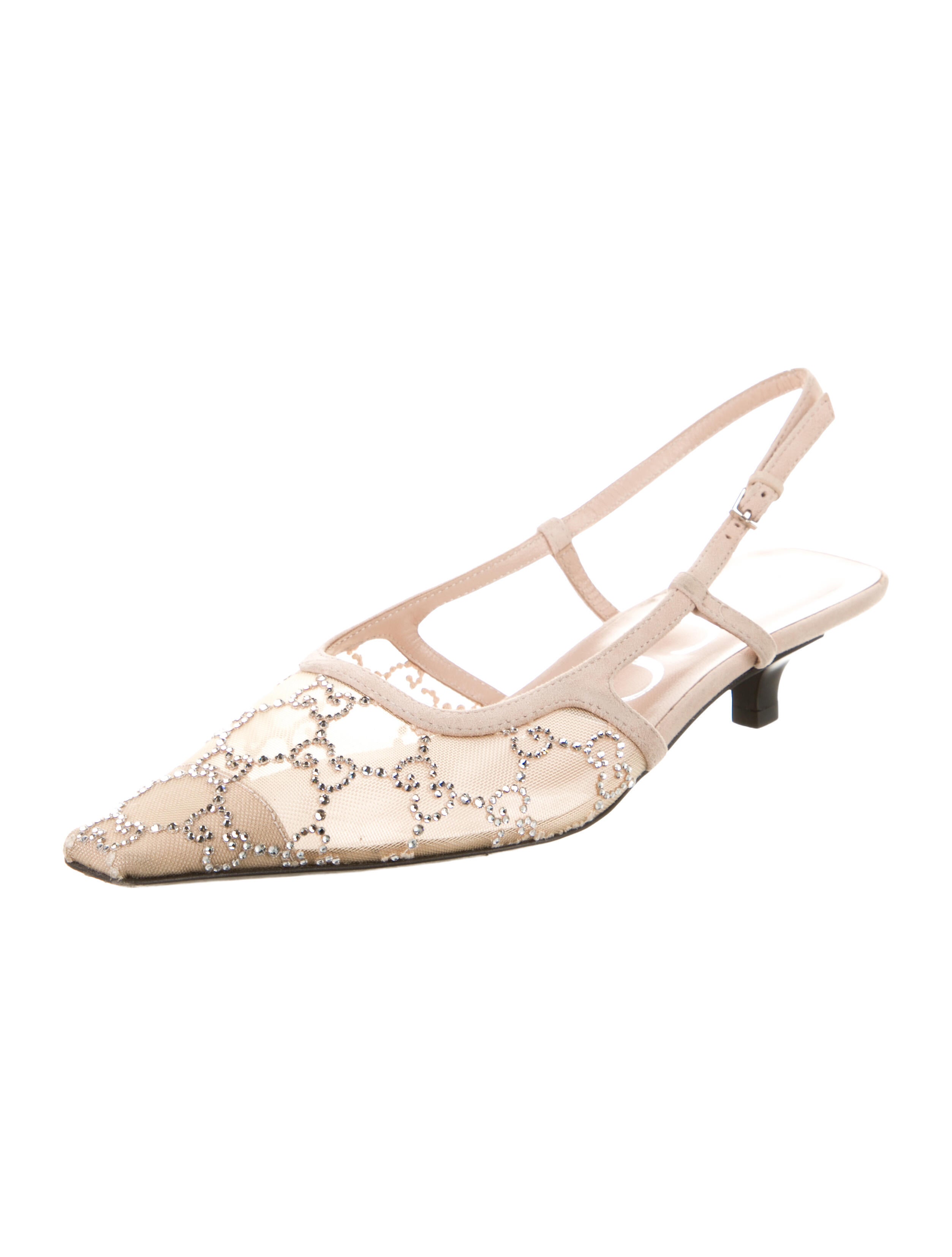 Gucci GG Crystal Mesh Slingback Pumps